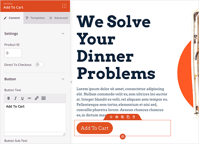 add-to-cart-button-settings - SeedProd WooCommerce add to cart button content settings