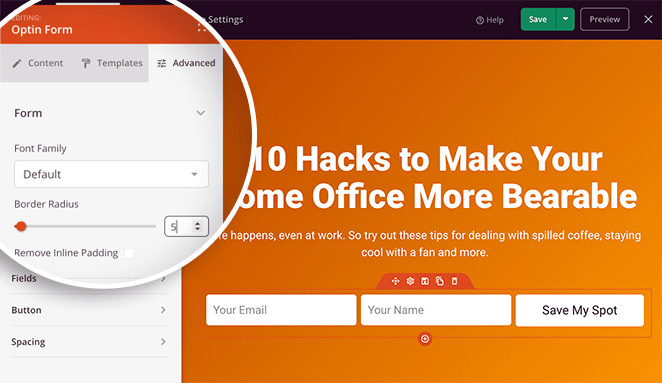 advanced-block-settings - SeedProd advanced landing page block settings