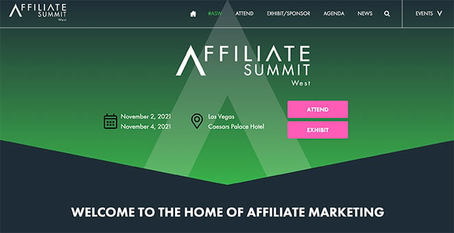 Affiliate summit event landing page