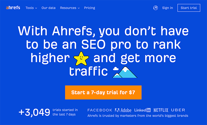 Outil de recherche de mots-clés Ahrefs SEO