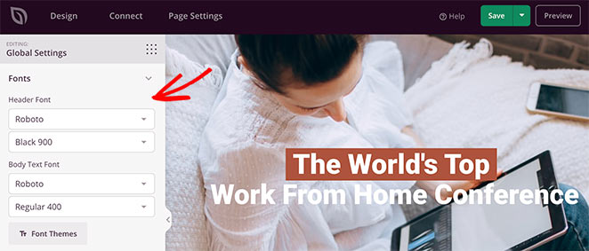 custom-landing-page-fonts - SeedProd Customize your event page fonts