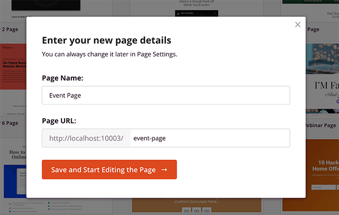 event-page-name-url - SeedProd Enter your event page name and URL