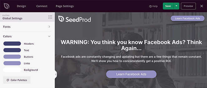 globalcolors SeedProd Customize your global landing page colors