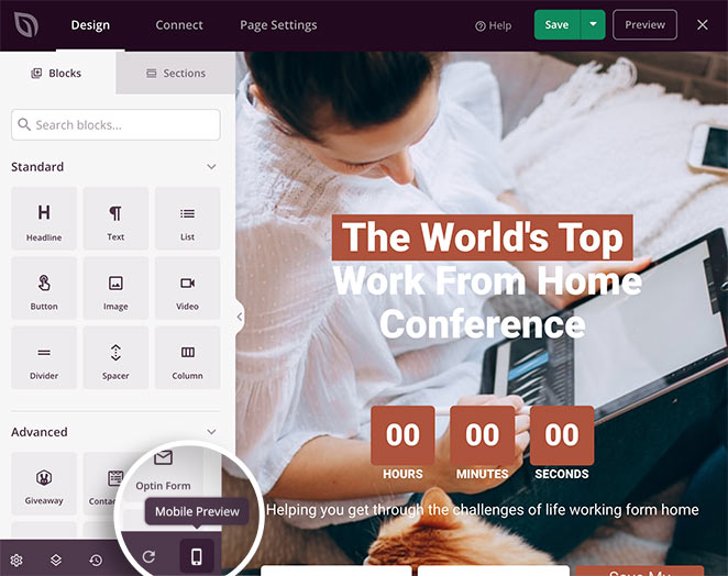 landing-page-mobile-preview - SeedProd Event landing page mobile preview icon