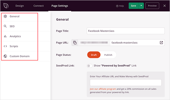 landing-page-settings - SeedProd sign up page settings