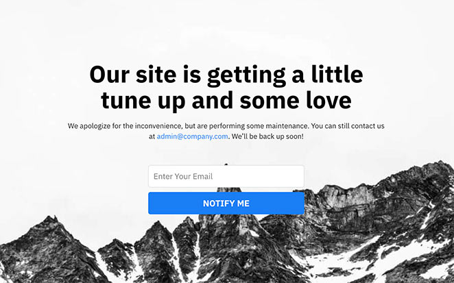 Maintenance mode signup page example