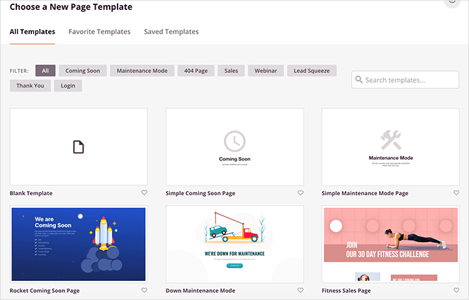 choose a SeedProd landing page template