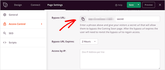 bypass url settings SeedProd