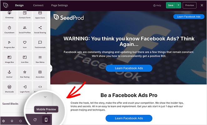seedprod-mobile-preview - SeedProd SeedProd mobile preview options