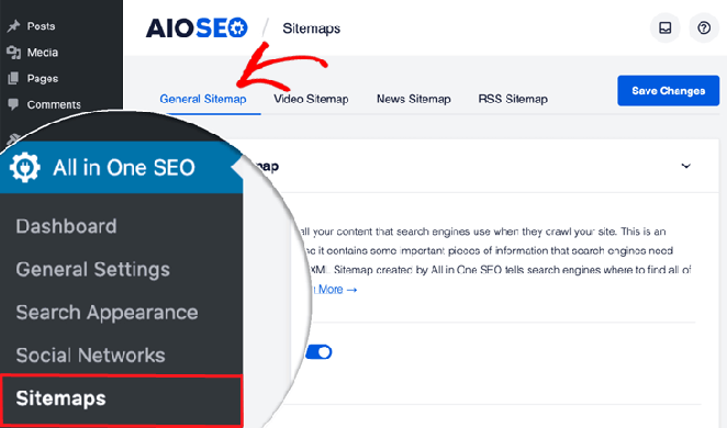 check if it’s enabled by navigating to All in One SEO menu » Sitemaps and click on the General Sitemap tab.