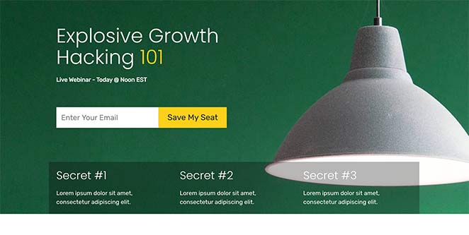 Webinar signup page example
