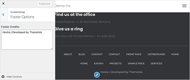 WordPress-theme-customizer-footer-options - SeedProd Edit your WordPress footer credits