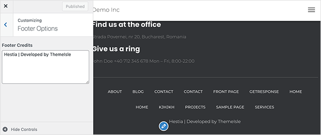 Edit your WordPress footer credits