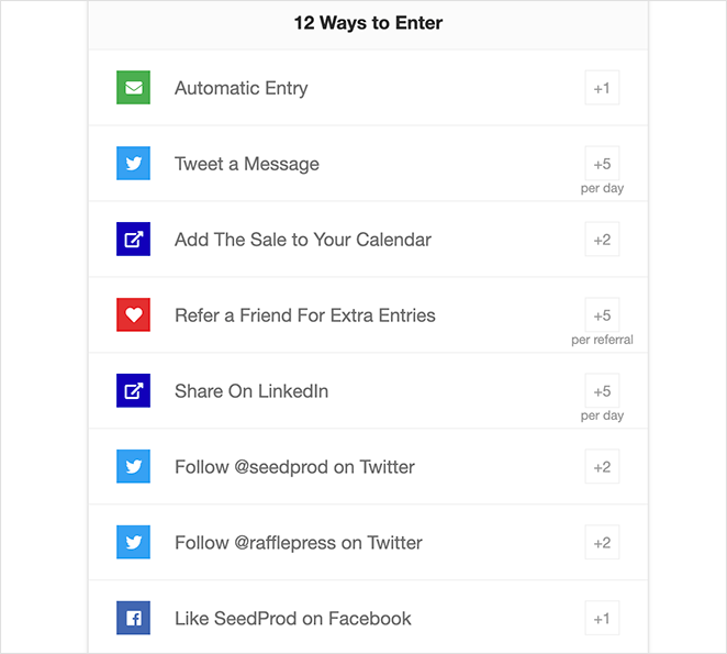 Add bonus giveaway entries to promote your giveaway and blog post