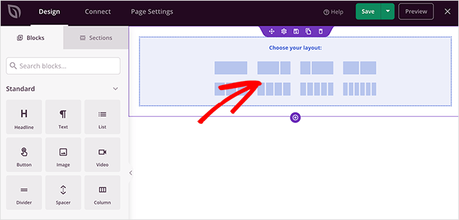 Choose a landing page layout