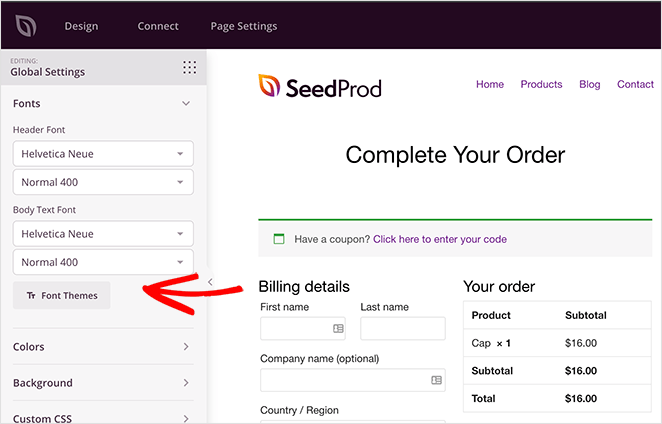 woocommerce checkout page font settings