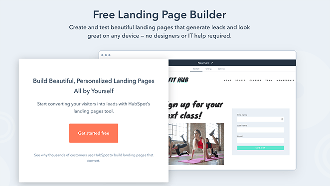 HubSpot landing pages is a top LeadPages alternative