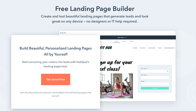 HubSpot landing pages est une excellente alternative à LeadPages