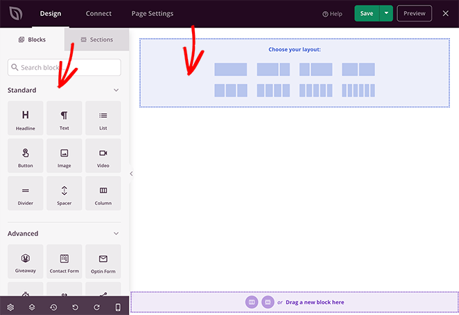 SeedProd's drag and drop landing page editor