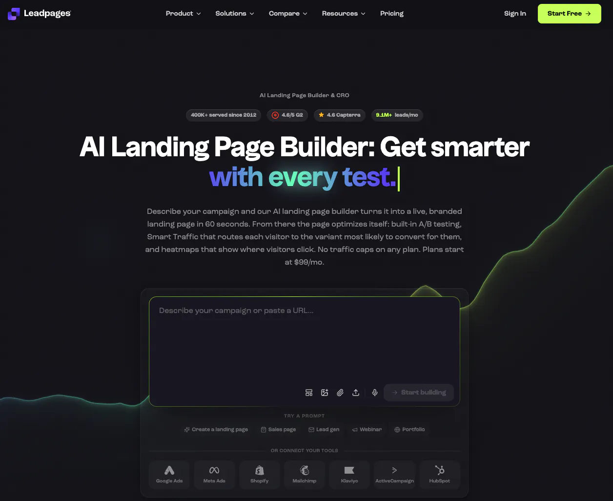 leadpages - SeedProd Leadpages landing page builder showing its template library