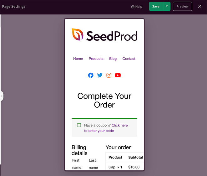 Preview your woocommerce checkout page on mobile devices