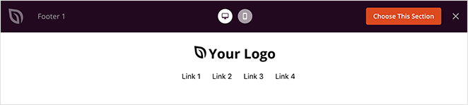 Preview the footer section and click the choose this section button