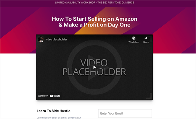 SeedProd's profit webinar page template