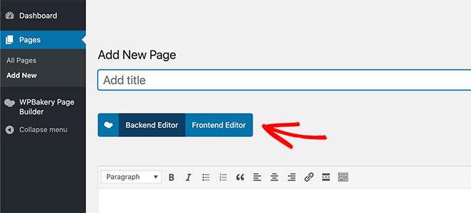 WPBakery backend and frontend editor button