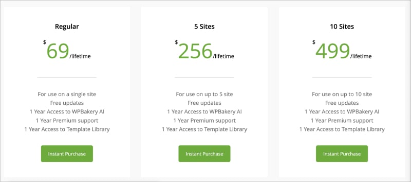 Screenshot - SeedProd WPBakery updated pricing 2025