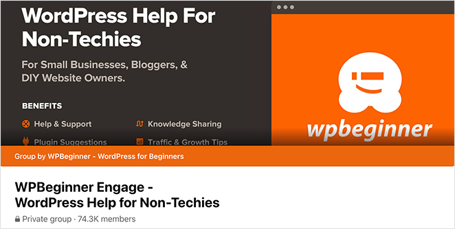 WPBeginner Engage Facebook Group to get WordPress support