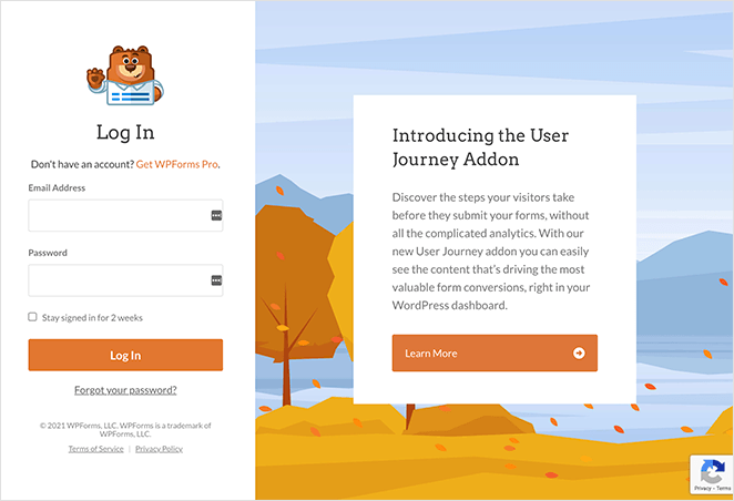WPForms Login page