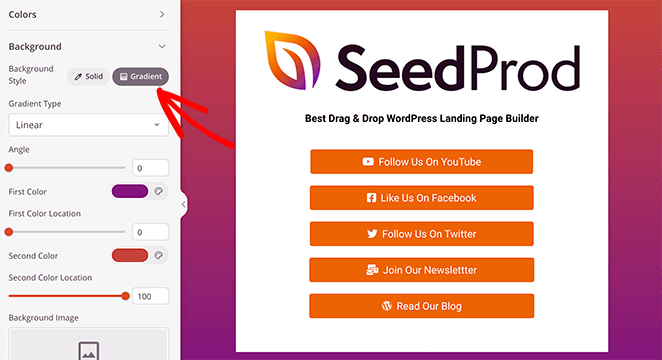 change-background-color - SeedProd Change your link in bio landing page background color