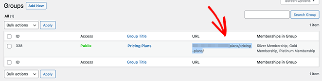 Copy the pricing page URL