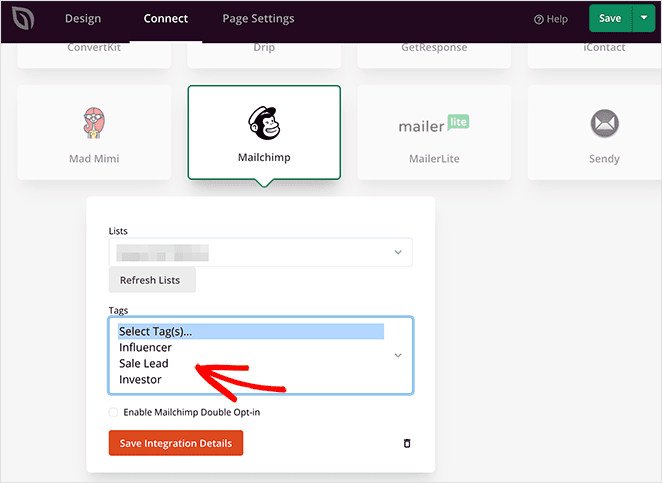 SeedProd Mailchimp tag support