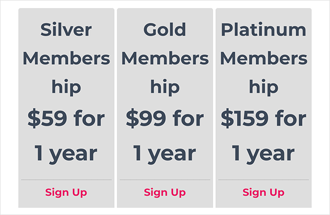 Preview of memberpress pricing page