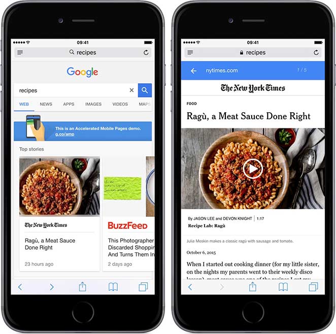 Pages mobiles accélérées par Google