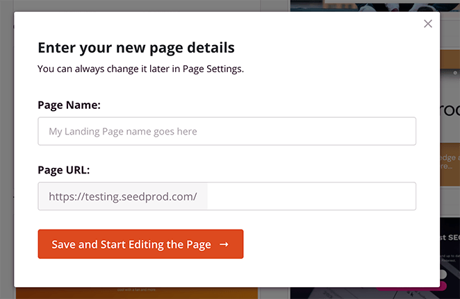 Click save and start editing your landing page