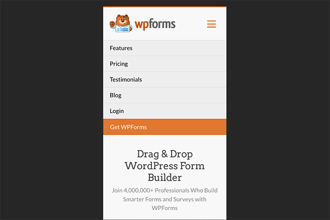 Mobile-friendly navigation menu WordPress