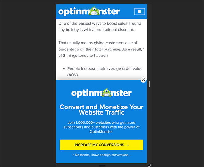 use mobile responsive popups