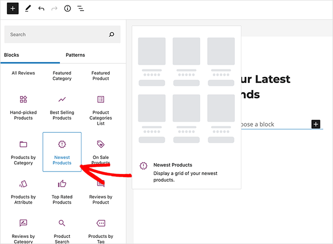 Add the Newest Products WooCommerce block