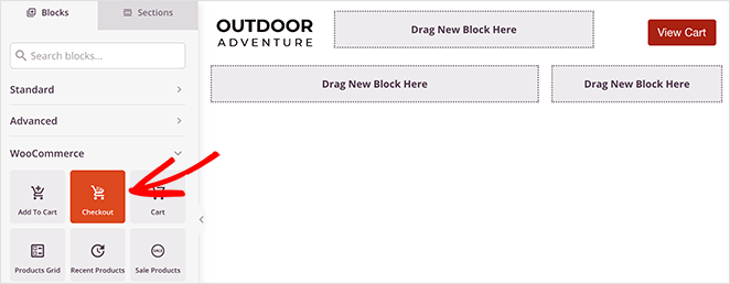 Choose the SeedProd WooCommerce checkout block 