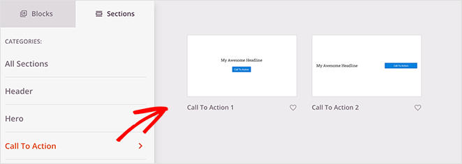 Choose a seedprod call to action section