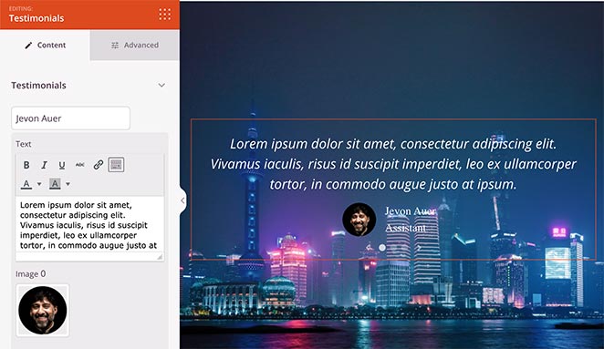 Customize your testimonial block and section
