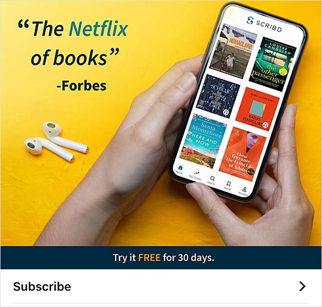 Scribd Instagram advertisement