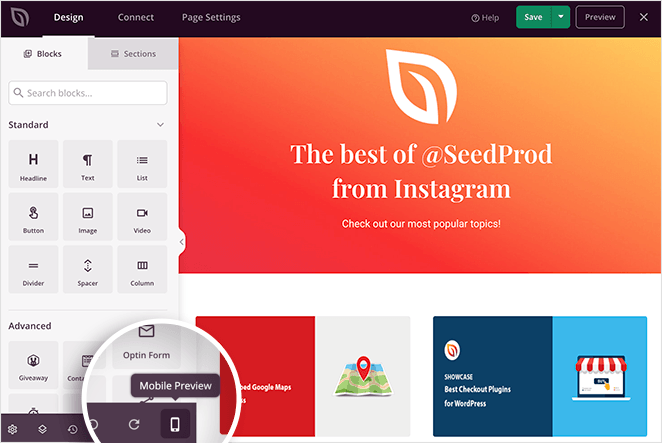 seedprod-mobile-preview - SeedProd SeedProd live mobile preview setting