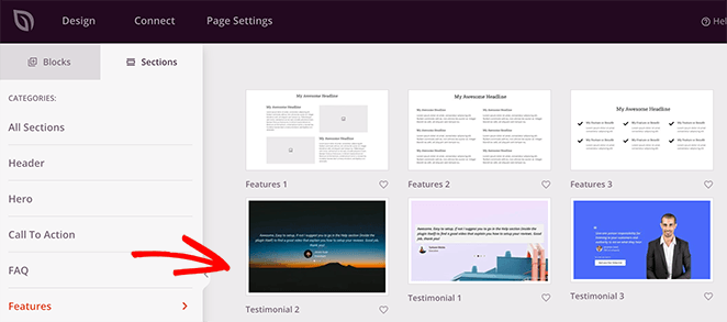 Choose a testimonials section