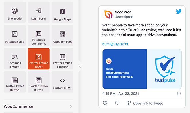seedprod-twitter-embed-tweet-block - SeedProd social media embed WordPress