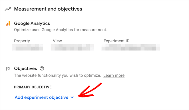 add-experiment-objective - SeedProd Add google optimize experiment objective