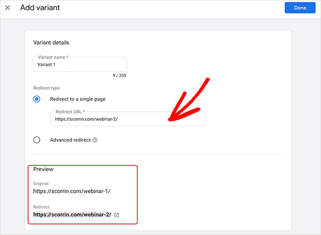 add-landing-page-variant - SeedProd Add a landing page variant o split test in google optimize