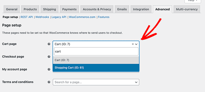 changer l'URL du panier d'achat dans woocommerce